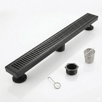 Caniveau de douche moderne noir mat de 28 pouces en acier inoxydable 304 avec couvercle amovible pour salle humide