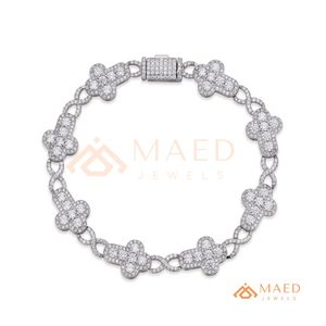 สร้อยข้อมือเงินลายดอกไม้ประดับมอสซาไนต์ สร้อยข้อมือแฟชั่นสวยงามสำหรับใส่ทุกวัน ของขวัญสไตล์ไมอามี ชิคาโก สำหรับผู้ซื้อชาวเมืองไมอามีและชิคาโก - Product Image 6
