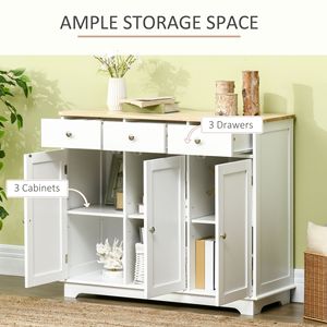 Credenza a 3 ante in rovere con 3 cassetti e ripiano regolabile per cucina, bar, ripostiglio, villa, palestra, soggiorno, ingresso - Product Image 4
