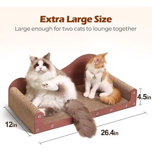 26.4\" Large Indoor <b>Cat</b> Scratcher Bed Durable Extra-Large Cardboard Couch <b>Scratch</b> Pad Sof <b>Cat</b> <b>Tree</b> & Scratcher - Product Image 2