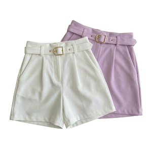 HYPEN SPORTS Short-jupe taille haute pour femme, coupe droite et large, séchage rapide, en polyester/coton peigné, couleur unie, style polyvalent - Product Image 1