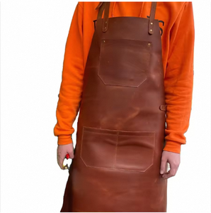 Vintage Style Genuine Leather <b>Apron</b> Multi-Pocket <b>BBQ</b> Cooking Welding Workshop <b>Apron</b> Premium Genuine Leather Adjustable Strap - Product Image 6