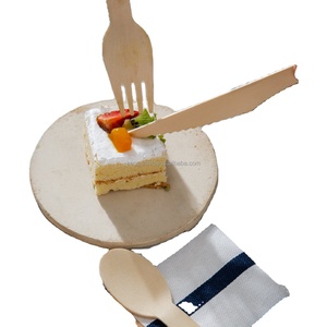 Cubiertos desechables biodegradables American 100%, utensilios de madera modernos de alta calidad, ecológicos para fiestas - Product Image 1