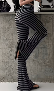 Hardhoodi Interination Women Sporty High Waist Print <b>Flare</b> <b>Leggings</b> Elastic High Waist Full Length Yoga Workout Trousers Pockets - Product Image 4
