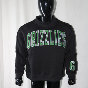 Sudadera con cuello redondo Grizzlies, color negro, con estampado de letras verdes, corte regular para hombre, ropa informal de otoño, CLUSH SPORTS - Product Image 3