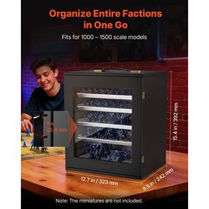 Miniatures Storage <b>Case</b> with 5 Tray 11 Slots Clear Wooden <b>Display</b> Holder <b>for</b> 1:1000 1:1500 Scale <b>Models</b> - Product Image 2