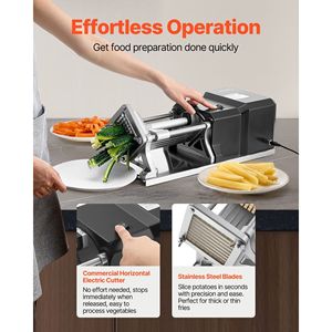 Affettatrice Commerciale in Acciaio Inossidabile per Patatine Fritte con 3 Lame di Ricambio da 1/2, 3/8 e 1/4 di Pollice per Tagliare Verdure e Frutta - Product Image 4