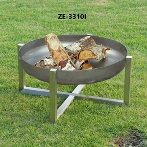 Modern Round Steel Wood Burning <b>Fire</b> <b>Pit</b> <b>with</b> Cross Base Freestanding Outdoor <b>Fire</b> Bowl for Patio Garden and Backyard - Product Image 4