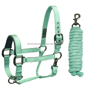 Multiple color option Double ply Nylon Horse <b>Halter</b> with lead ropes and nickel plated stainless steel hardware <b>halter</b> horse - Product Image 6