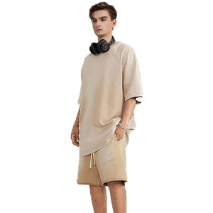 Conjunto de Verano para Hombre, Estilo Casual, Lavado Ácido, Talla Grande, Vintage, Dos Piezas, Pantalones Cortos y Camiseta Transpirable, Unisex - Product Image 3