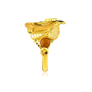 Bague de créateur en or jaune 18 carats, motif floral artisanal, finition antique, style traditionnel, avec grappe de fleurs en or, bague statement - Product Image 3