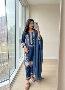 <b>Top</b> Quality Embroidery Sequence Work <b>Indian</b> and Pakistani Clothing Salwar Suit Available at Export Price - Product Image 1