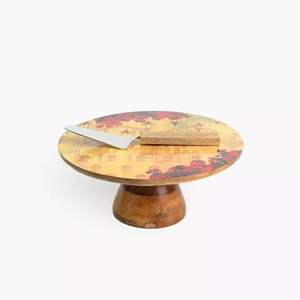 แท่นวางเค้กไม้สำหรับงานวันเกิด งานแต่งงาน งานปาร์ตี้ ฐานกลม ดีไซน์คุณภาพงานแฮนด์เมดจากธรรมชาติ แท่นวางเค้กที่ดีที่สุด - Product Image 2