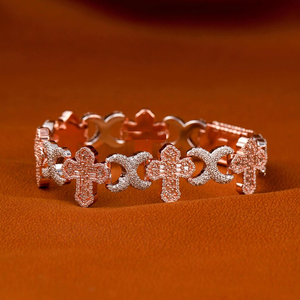 Luxury <b>Clover</b> Moissanite <b>Bracelet</b> Rose Gold Finish Iced Out Floral Link Design Sparkling Elegant Jewelry Gift for Women - Product Image 1