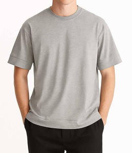 T-shirts gris unis pour hommes, coupe décontractée, manches courtes, personnalisables en gros pour l'été, avec logo OEM sur mesure - Product Image 4