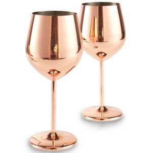 Gobelet à vin en métal fait main au design classique, finition or rose, pour la maison, les hôtels, les bars, le champagne, la bière, le vin. - Product Image 1