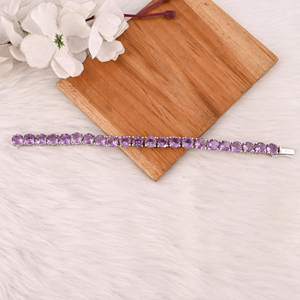 Luxury Purple Amethyst Tennis Bracelet Handmade 925 <b>Silver</b> Unisex Jewelry <b>for</b> Wedding Party & Gift - Product Image 2