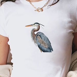 Plumas Majestic Heron ilustración mujer moda Camiseta corta - Product Image 4