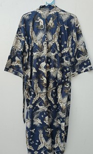 Blue Animal print Women <b>Robe</b> Cotton Kimono Cover Up Casual Summer <b>Beach</b> Wrap Boho <b>robe</b> <b>Beach</b> wear <b>robe</b> Block printed Kimono - Product Image 5