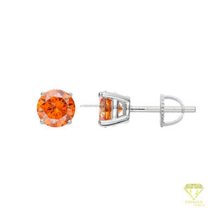 Boucles d'oreilles solitaires classiques en moissanite taille ronde, en argent sterling 925, bijoux de luxe brillants pour femmes - Product Image 2