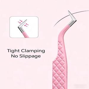 Pink Stainless Steel Eyelash Tweezers Set Precision <b>Smooth</b> Tip Makeup <b>Tools</b> And Custom Logo - Product Image 2