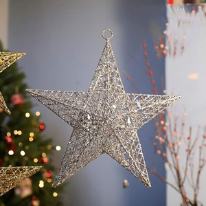 Décorations de Noël, étoiles dorées élégantes, ornements décoratifs pour arbre de Noël en fer forgé, à suspendre, à prix abordable - Product Image 2