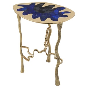 Sleek design Luxury <b>tall</b> brass side table in brass and semi-precious stone contemporary designer accent table - Product Image 2
