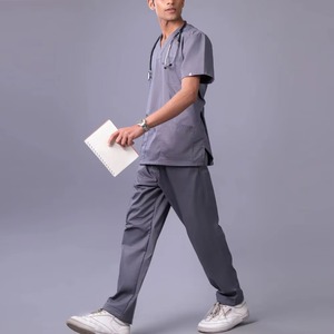 Ensemble de tenue médicale tricotée 100 % coton, style haut de gamme, avec chemise et pantalon à taille élastique, look de marque, vente au Pakistan, pour hôpital - Product Image 2