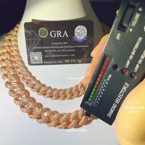 Rose Gold Iced Out Cuban Link Sterling Silver Prong Set 15mm 20mm Luxury Moissanite Hip Hop Jewellery <b>Statement</b> <b>Necklace</b> - Product Image 3