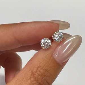 Custom 1ct Round Cut Lab Grown Diamond <b>Stud</b> Earrings Solid 14K Gold Basket Setting Wholesale Factory Price Everyday Wear jewelry - Product Image 5