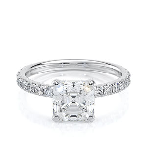 Bague de fiançailles solitaire de luxe en or massif 14 carats plaqué rhodium, sertie de diamants de laboratoire taille Asscher 1,50 CTW, certifiée IGI - Product Image 2