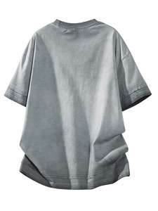 T-shirt tricoté vintage délavé à l'acide pour hommes, 100% coton, confortable, vierge, coupe oversize, respirant, noir délavé, vente en gros - Product Image 2