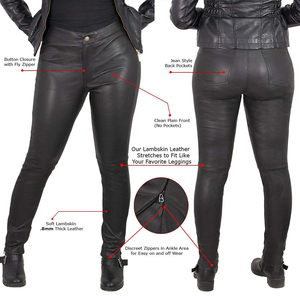 Pantalones de Cuero para Mujer, Pantalones Casuales de Piel Sintética Suave, Fabricante de Fábrica, Venta al Por Mayor Personalizada - Product Image 4