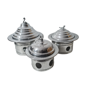 <b>Set</b> Of Three Different Sizes Insulated Casserole <b>Dish</b> In Stainless Steel Hammered Food <b>Serving</b> Hot Pot For Sale - Product Image 1