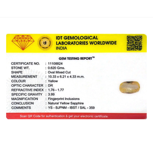 Alexandrite Oval Cut Loose Gemstone 3.1 Carat 6mm Yellow Sapphire for Fine Jewelry - Product Image 4