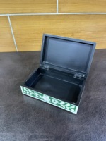 Boîte à souvenirs artisanale en os incrusté, motif floral vert et blanc traditionnel, organisateur de bijoux décoratif fait main, vente en gros