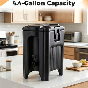 Dispenser per Bevande Commerciale Isolato a 3 Strati da 4,4 Galloni, Erogatore di Bevande Calde e Fredde in Legno con Rubinetto Antigoccia e Funzioni Anti-Perdita - Product Image 2