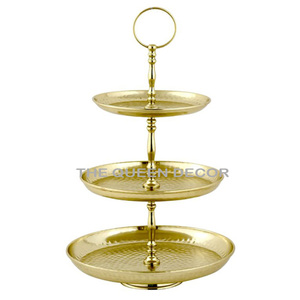 Elegant Looking Silver Aluminum Metal 2-<b>Tier</b> <b>Cake</b> Stand Shinny Polished Designer Border Hotel Pastry Food Dessert - Product Image 5