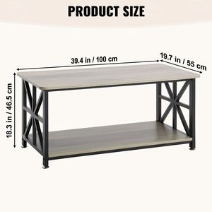 40 \ "agriturismo rettangolare tavolino aperto vano portaoggetti in legno stile rustico marrone nero per soggiorno appartamento - Product Image 6