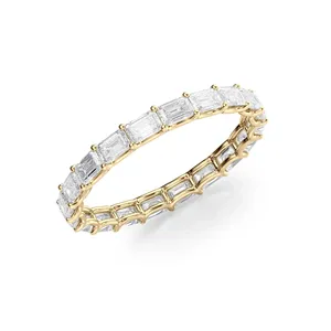 Aranique Emerald East West Lab Grown <b>Diamond</b> Eternity <b>Ring</b> IGI Certified - Product Image 3