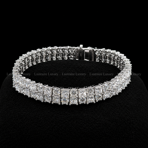 Pulsera de Diamantes Cultivados en Laboratorio, Corte Princesa y Redondo, 20.46 CTW, Oro Blanco de 14K, Pulsera de Tenis para Novia, Boda, Joyería, Regalo de Aniversario - Product Image 2