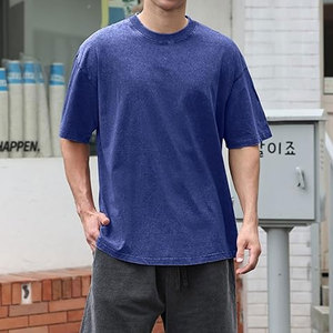 T-shirts en coton pour hommes, coupe oversize unisexe, manches courtes, décontractés, amples, effet délavé, couleur unie, basiques, streetwear, mode, confortables - Product Image 5