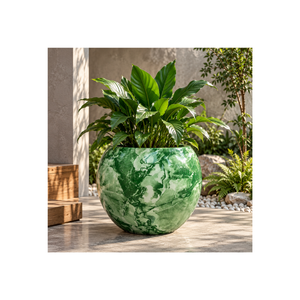 Modern <b>Large</b> Fiberglass <b>Planter</b> With UV Resistant Coating Round Outdoor Garden Pot Premium Decorative Container For Home Patio - Product Image 1