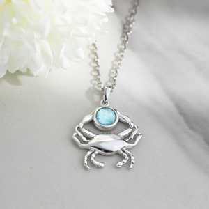 Colgante de luarímar en forma de luna creciente, plata de ley 925, collar de piedra preciosa natural, joyería para mujer, regalo, venta al por mayor - Product Image 1