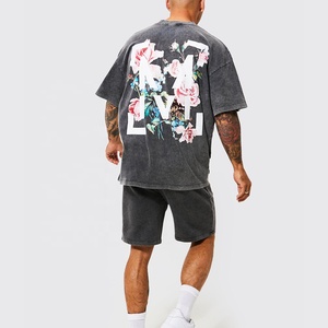 Nueva camiseta Vintage Unisex de gran tamaño con lavado ácido, logotipo personalizado impreso, impresión Digital de algodón 100% para hombres - Product Image 2