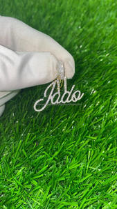Wholesale Unisex JADO Letter <b>Pendant</b> 14K <b>Solid</b> <b>Gold</b> Brilliant Cut VVS Moissanite Diamond DEF Custom Trendy Birthday Gift for her - Product Image 4
