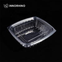 INNORHINO Contenants alimentaires rectangulaires transparents en plastique biodégradable et compostable pour plats à emporter avec couvercles (personnalisables)