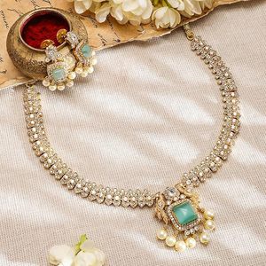 Conjunto de Collar, Pendientes y Tocado Romántico de Aleación de Zinc Azul con Circones, Diseño Clásico de Flor, Joyería de Boda para Mujer, Tercera Marca - Product Image 5