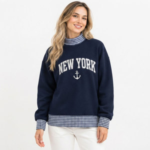 Suéter de Cuello Alto con Estampado de Letras Boston de la Mejor Calidad, Suéter Informal de Punto con Cuello a Cuadros Grises para Mujer, Otoño - Product Image 4