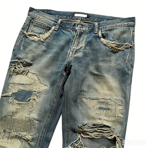 Jeans de Mezclilla Desgastados de Alta Calidad, Estilo Vintage, Retro, con Parches, Corte Holgado, para Hombre, Pantalones Casuales de Moda - Product Image 5